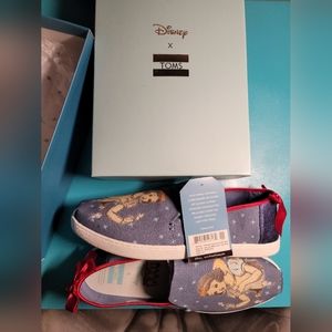 LIMITED EDITION Disney Toms Blue Snow White Printed Canvas WITH BOW Size 11